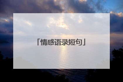 情感语录短句
