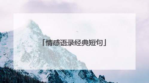 情感语录经典短句