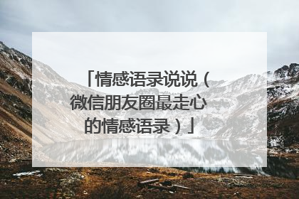 情感语录说说（微信朋友圈最走心的情感语录）