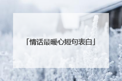 情话最暖心短句表白