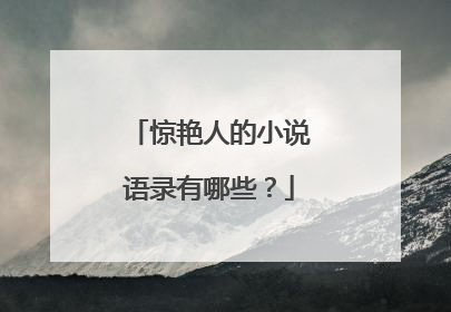 惊艳人的小说语录有哪些?