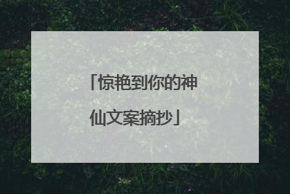 惊艳到你的神仙文案摘抄