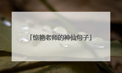 惊艳老师的神仙句子