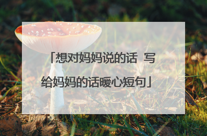 想对妈妈说的话 写给妈妈的话暖心短句