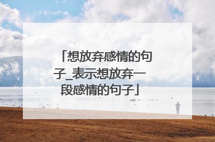 想放弃感情的句子_表示想放弃一段感情的句子