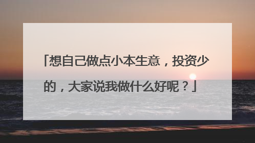 想自己做点小本生意,投资少的,大家说我做什么好呢?
