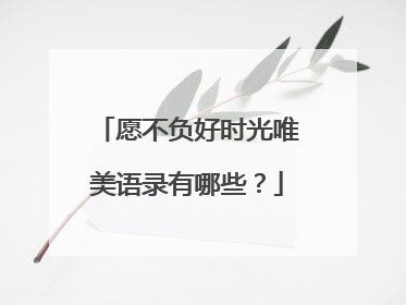 愿不负好时光唯美语录有哪些?