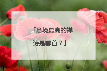 意境最高的禅诗是哪首？