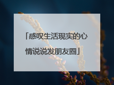 感叹生活现实的心情说说发朋友圈