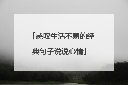 感叹生活不易的经典句子说说心情