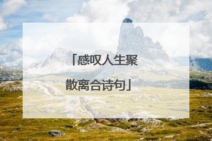 感叹人生聚散离合诗句