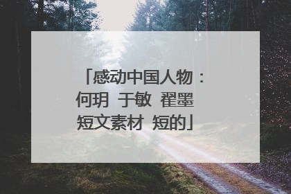 感动中国人物：何玥 于敏 翟墨短文素材 短的