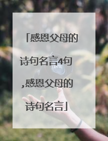 感恩父母的诗句名言4句,感恩父母的诗句名言