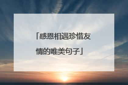 感恩相遇珍惜友情的唯美句子