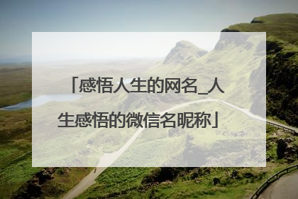 感悟人生的网名_人生感悟的微信名昵称