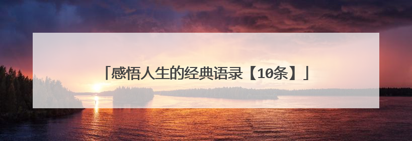 感悟人生的经典语录【10条】