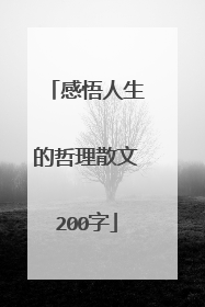 感悟人生的哲理散文200字