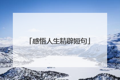 感悟人生精辟短句