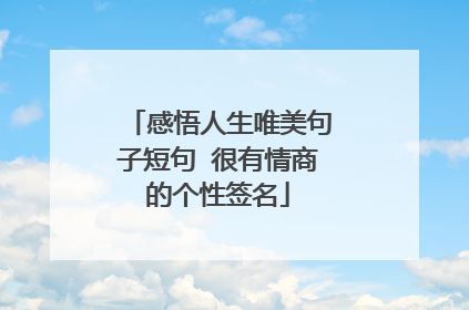 感悟人生唯美句子短句 很有情商的个性签名