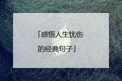 感悟人生忧伤的经典句子