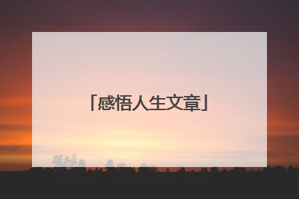 感悟人生文章