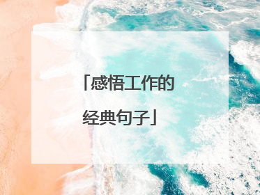 感悟工作的经典句子