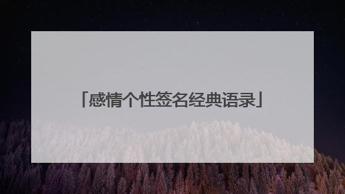 感情个性签名经典语录