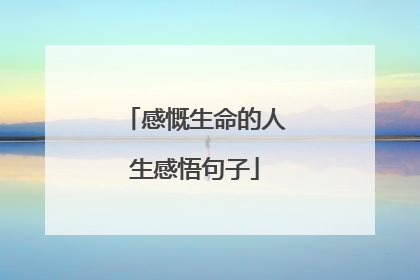 感慨生命的人生感悟句子