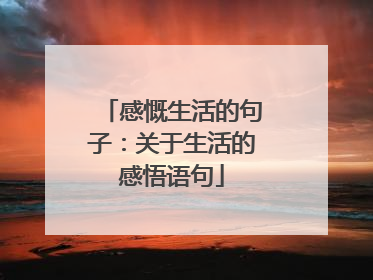 感慨生活的句子：关于生活的感悟语句