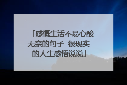 感慨生活不易心酸无奈的句子 很现实的人生感悟说说