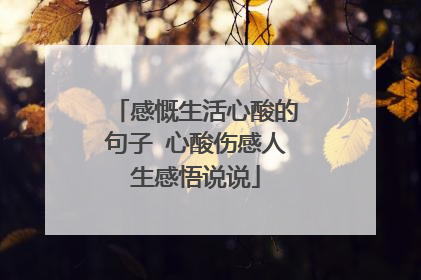 感慨生活心酸的句子 心酸伤感人生感悟说说