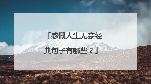 感慨人生无奈经典句子有哪些？