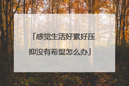 感觉生活好累好压抑没有希望怎么办