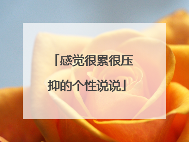感觉很累很压抑的个性说说