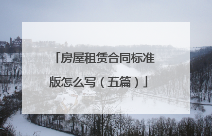 房屋租赁合同标准版怎么写(五篇)