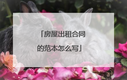 房屋出租合同的范本怎么写