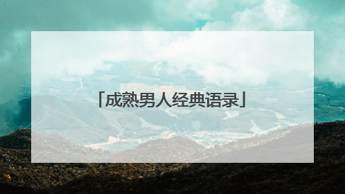 成熟男人经典语录