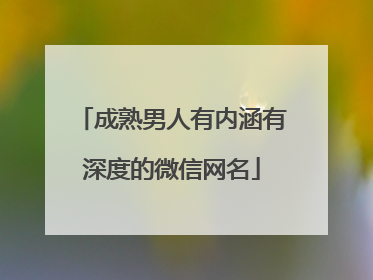 成熟男人有内涵有深度的微信网名