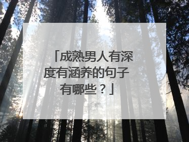 成熟男人有深度有涵养的句子有哪些?