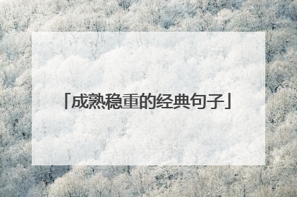 成熟稳重的经典句子