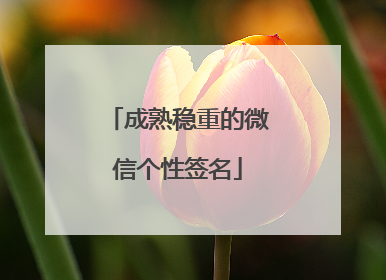 成熟稳重的微信个性签名