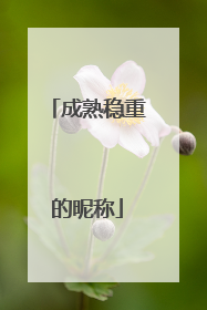 成熟稳重的昵称