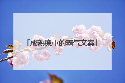 成熟稳重的霸气文案