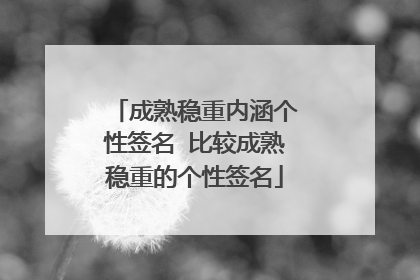 成熟稳重内涵个性签名 比较成熟稳重的个性签名