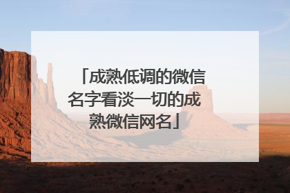 成熟低调的微信名字看淡一切的成熟微信网名