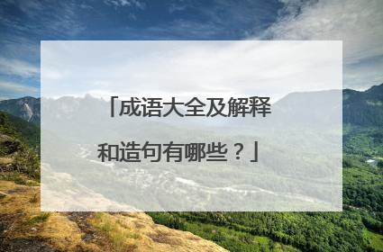 成语大全及解释和造句有哪些？