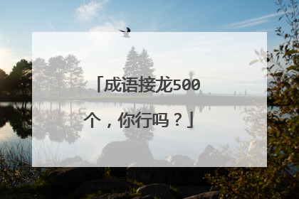 成语接龙500个,你行吗?