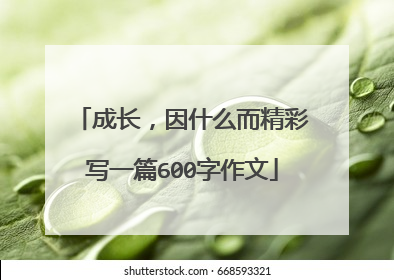 成长，因什么而精彩写一篇600字作文