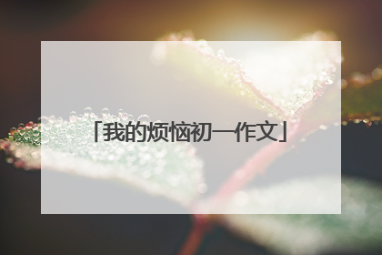 我的烦恼初一作文