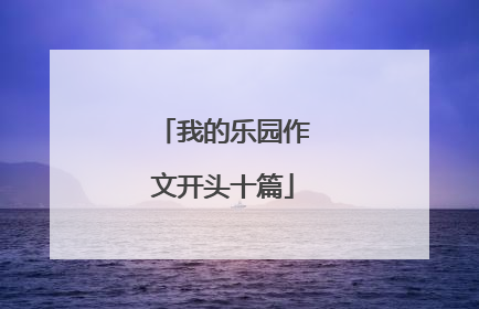 我的乐园作文开头十篇